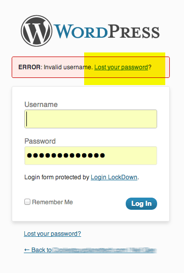 wordpress-lost-password-page-link-error