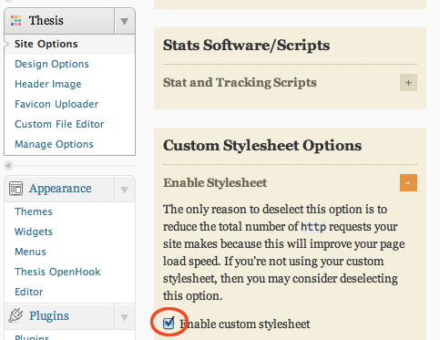 thesis custom stylesheet