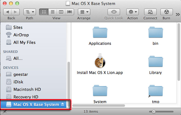 Open Volumes Recovery Hd Com.apple.recovery.boot Basesystem.dmg