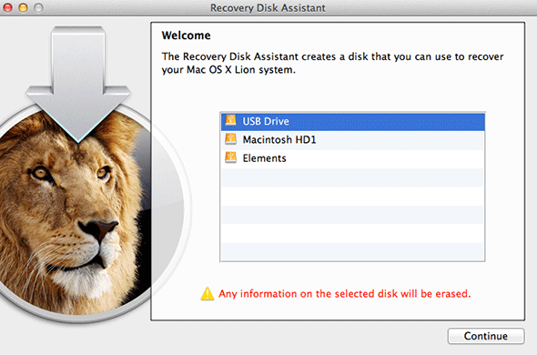 lion recovery disk assistant