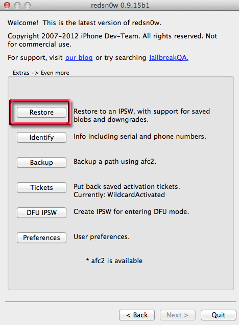 ios6 jailbreak extrasredsn0w restore