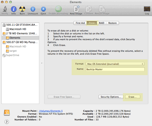 formatting to ntfs on mac