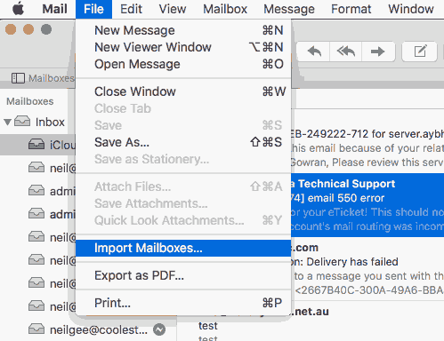 mac mail export mailbox